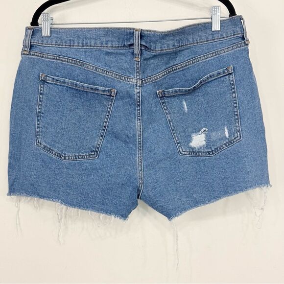 Old Navy Blue Mid Rise Boyfriend Factory Distressed Cotton Denim Shorts NEW - Picture 7 of 16